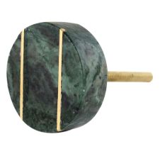 Forest Green Round Brass Marble Stone Cabinet Knobs